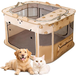 ALLSOPETS Фартуш для цуценят/малечі, переносна огорожа для собак та котів, переносна вольєр для цуценят, вольєр для собак, переносна собача будка для дому, вулиці, подорожей та кемпінгу (Коричневий ведмідь, M)