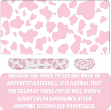 Килимок для миші 80x40 см 3-в-1 з підставкою для зап'ястя та клавіатури, рожевий (J2)