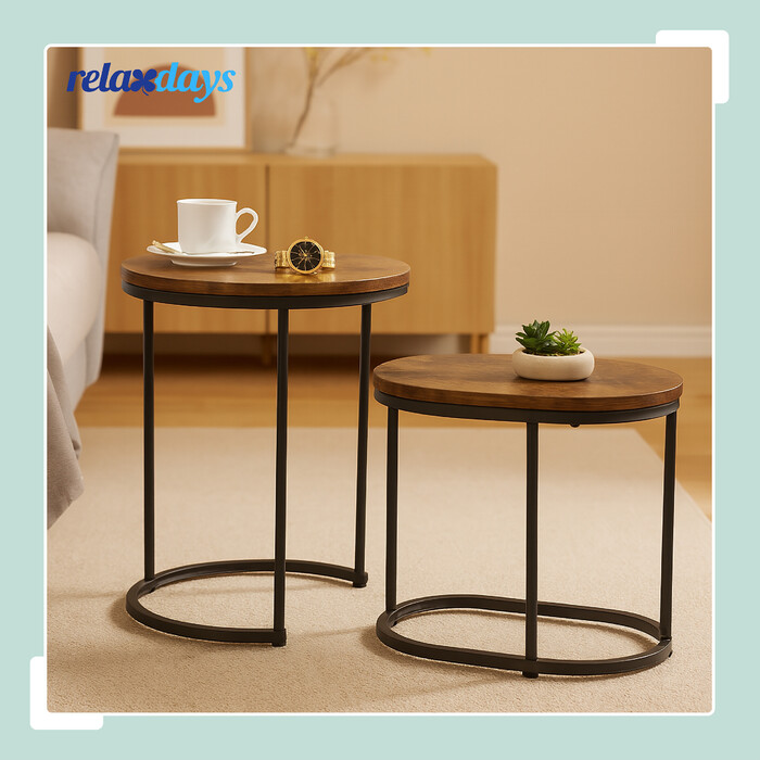 Relaxdays Set of 2 Side Tables - Industrial Design
