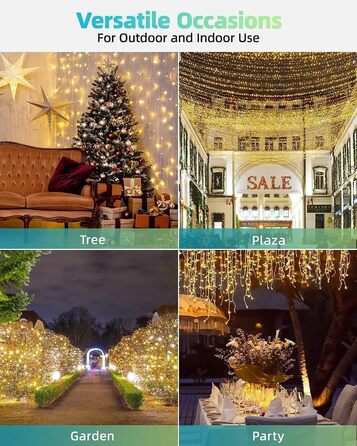 LED гірлянда на Новий Рік LEDYA 200 LED, тепле біле світло, 8 режимів, IP44, 30 м, для декору балкона, саду, огорожі, дому