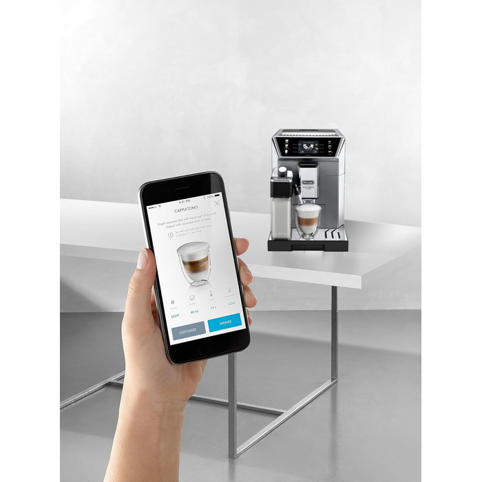 De'Longhi PrimaDonna Class ECAM 550.85.MS fully automatic coffee machine with LatteCrema milk system, cappuccino and espresso at the touch of a button, 3.5 inch TFT color display and app control, silver