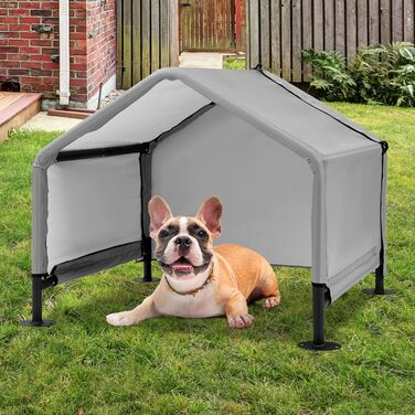 Будка для собак A.FATI Outdoor: сіра, 75x65x65 см, водонепроникна, з задньою стінкою, захист від сонця, для маленьких та середніх собак, котів, курчат, цуценят