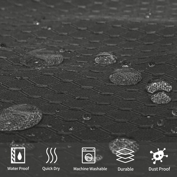 Штора для ванної Furlinic 180x200 см, темно-сіра, вафельний текстиль, водонепроникна, анти-грибок, з кільцями (1 шт)