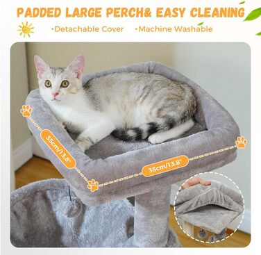 Дерев'яний будиночок для котів PETEPELA 104 см з гамаком, лежаком та когтеточкою (сірий)