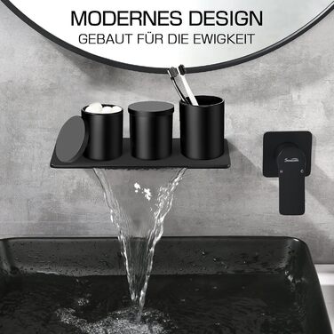 Набір для ванної кімнати GMISUN 5-ти частинний, чорний: 2 дозатори мила, 1 стаканчик для зубних щіток, 2 тримачі для ватних паличок, органайзер для ванної кімнати