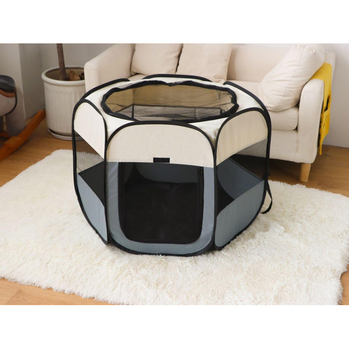 Клітка-забіг для цуценят та собак, розкладний вольєр для собак, котів та дрібних тварин, вольєр для тварин, клітка-забіг, водовідштовхуюче полотно Oxford з сумкою для перенесення для внутрішнього та зовнішнього використання, кемпінгу (Білий, M(85x85x58cm)