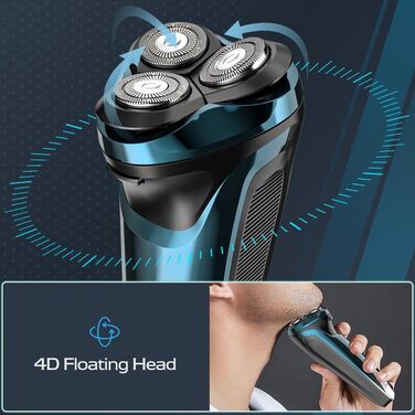 Електричний чоловічий бритва з тримером, USB-C, 120 хв роботи (блакитний)