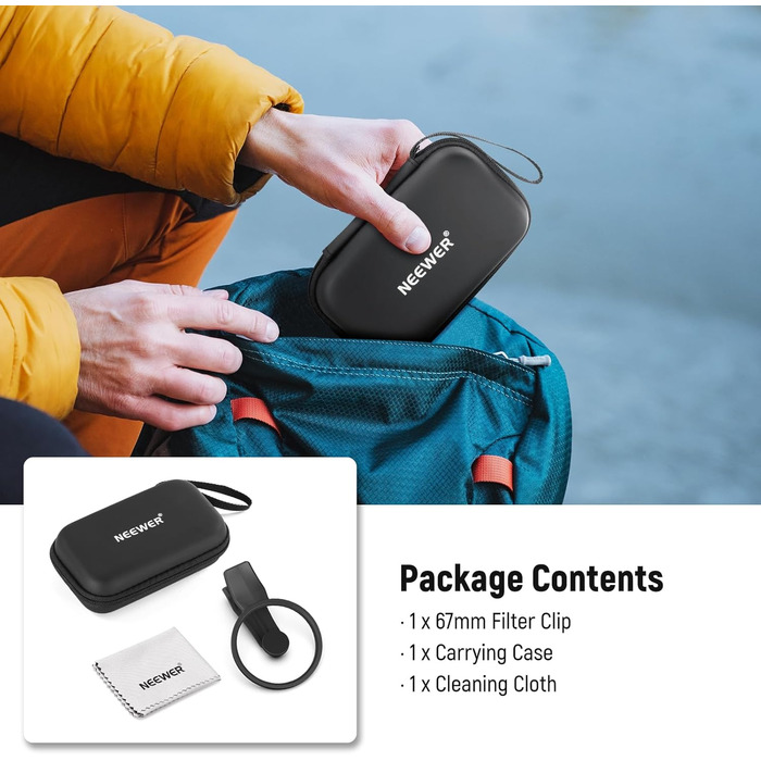 NEEWER 67mm Кліп-он CPL фільтр для смартфонів: поляризаційний фільтр для об'єктивів, сумісний з Samsung Galaxy S25 Ultra, Google Pixel, Huawei, Xiaomi