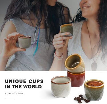 Набір керамічних чашок для еспресо Demitasse, двостінні глазуровані чашки для Nespresso, 4 кольори, 60 мл, 4 шт.