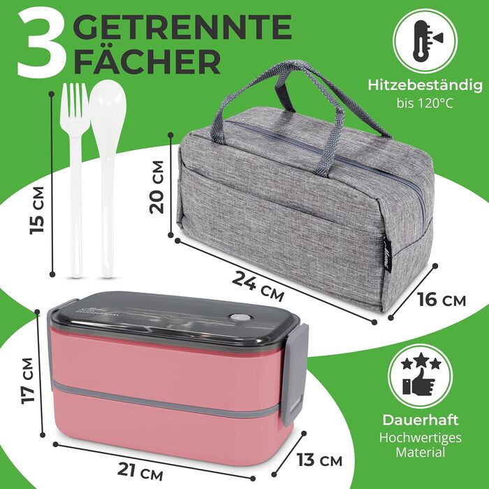 Ланчбокс преміум для дорослих та дітей: сталевий ланчбокс з відділеннями, блідо-рожевий
