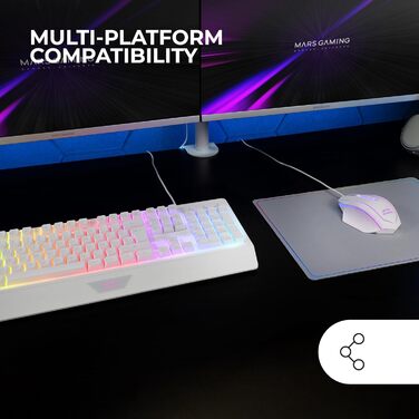 MARSGAMING MCP124: Ігровий комбосет 3в1 з клавіатурою H-Mech LED RGB, мишею 3200DPI з HUANO Switches та килимком Nanotextil 360x260mm, сумісний з усіма платформами, іспанська розкладка, чорний