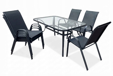Комплект садових меблів Focus Garden, метал, чорний, 7 предметів