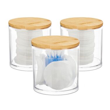 Relaxdays Cotton Swab Storage Set of 3