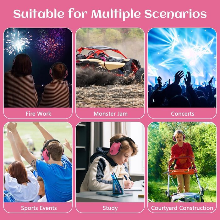 Навушники захисні дитячі Floriogra (2 шт) рожеві - для захисту слуху, складані, для дітей 3-16 років