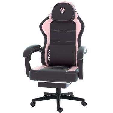 Ігровий крісло Dowinx з PU-шкіри, ергономічний, з підтримкою попереку, для ПК, до 150 кг, рожевий