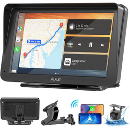 Автомобільний дисплей Alxum CarPlay 7'' IPS із FM-трансмітером, Bluetooth, монітором для авто, камерою заднього виду, підтримкою TF карти, FM і AUX для всіх авто
