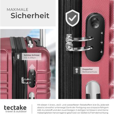 Набір валіз Tectake® 4 шт. з TSA замком, жорсткий корпус, телескопічна ручка, 4 колеса, 360° обертання, зелений (вишневий)