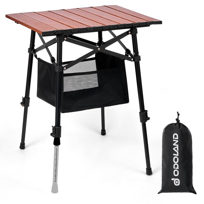 Складний алюмінієвий стіл для кемпінгу Odoland з регульованою висотою та сумкою для зберігання 46x42x42-60 см