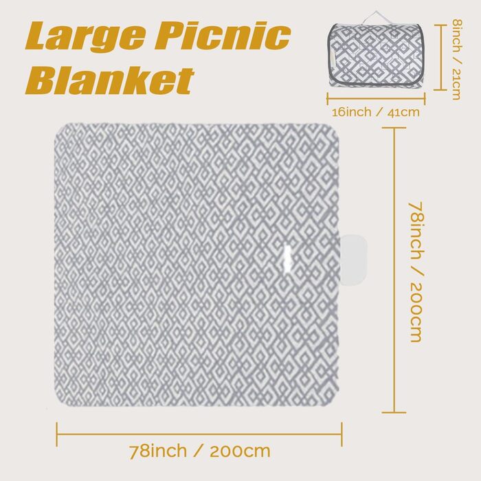 Плед для пікніка CRAZY SHARK водонепроникний 200x200 см, великий килимок для відпочинку на природі, пляж, парк, кемпінг