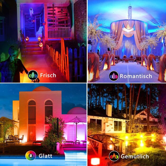 LED Floodlights, RGB LED Floodlights Outdoor 50W Spotlight with Remote Control, LED Outdoor Lights IP66 Waterproof, 120 Colors, Timer, Dimmable, Custom Modes, LED Floodlight Spotlight Wall Light