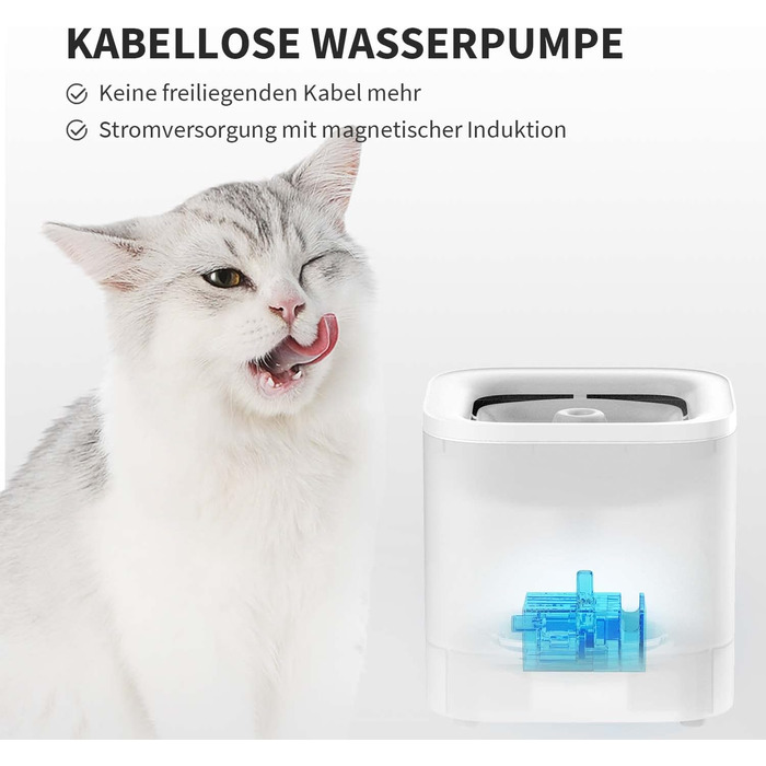 PETKIT CyberTail: Автоматичний фонтанчик для котів та собак, 1.85л, LED-підсвітка, тихий (25dB), білий