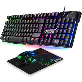 Ігровий комплект Empire Gaming Armor RF800: Клавіатура та миша бездротові AZERTY (французька розкладка) RGB з килимком для миші. Підтримка PC, PS4, PS5, Xbox One/Series, Mac. Білий (MK800)