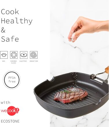 WECOOK! Ecostone Гриль сковорода алюмінієва з антипригарним покриттям рифлена 24x24 см