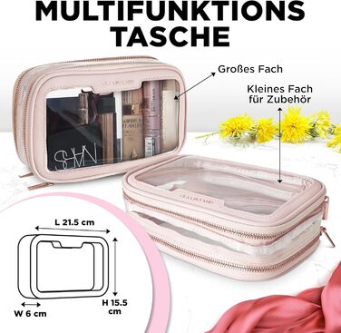 Косметичка Lily England прозора водонепроникна для подорожей та щодня, рожева