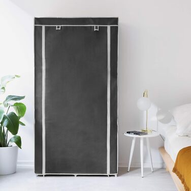 Navaris Fabric Wardrobe with Clothes Rail - Folding Wardrobe 88x170x45cm with Rail - Large, Stable Closet - Foldable Fabric Wardrobe made of Nonwoven Fabric in Light Grey (Anthracite)
