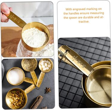 5-Piece Stainless Steel Measuring Spoons, Micro Scoop for Dry Food, Micro Spoon, Coffee Spoon, Measuring, Magnetic Measuring Spoons, Teaspoons, Golden Stainless Steel, 4 Pieces * 5