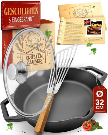 Чавунна сковорода Krustenzauber 28 см для індукції з інструкцією та кулінарною книгою