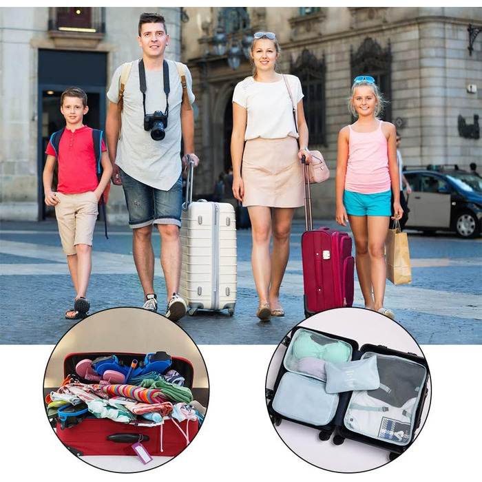 Органайзер для валізи OSDUE, набір 9 шт., Packing Cubes, водонепроникні сумки для одягу, сумки для пакування, косметичка, кишеня для USB-кабелів (Бежевий)