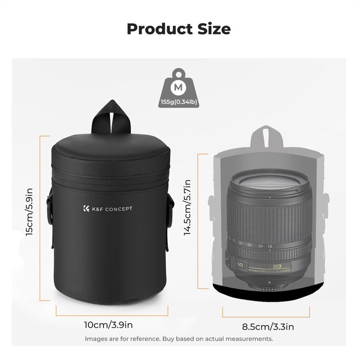 Сумка для об'єктива K&F Concept, водонепроникна, захисна, для DSLR/SLR, до 8x14 см