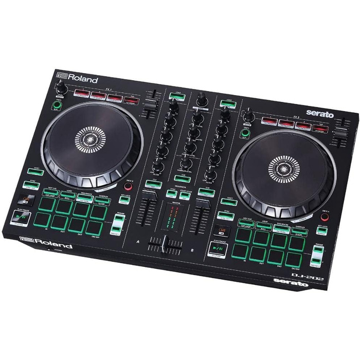 DJ контролер Roland DJ-202: 2-канальний контролер для Serato Intro з 4 деками