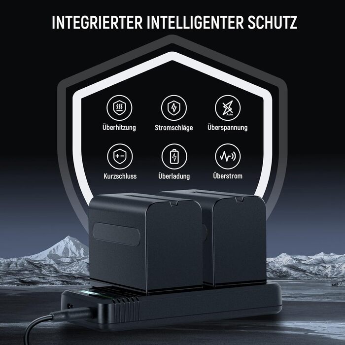 Зарядний пристрій NEEWER Dual USB з 2 шт. акумуляторами 6600mAh NP-F970 та швидкою зарядкою, сумісний з Sony NP-F970/F960/F950/F770/F750/F570/F550, Handycam, NEEWER LED-ліхтарі, моторизовані слайдери