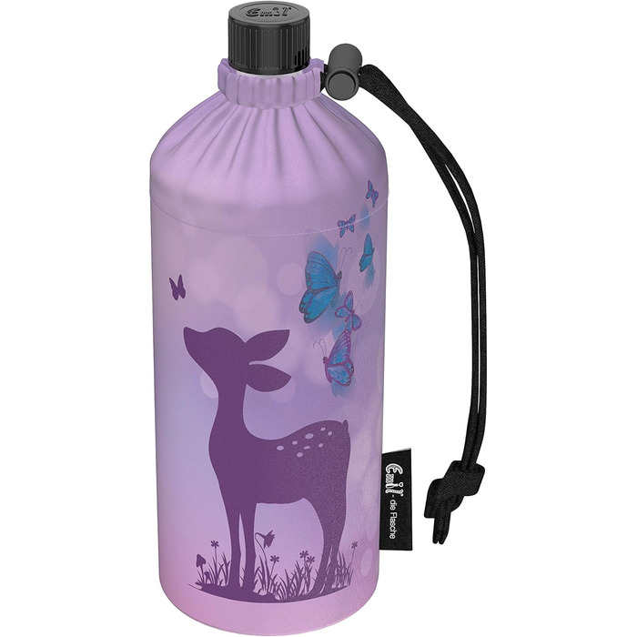Emil Trinkflasche (drinking bottle) made of glass for girls & boys, insulated glass bottle for school, leisure, sports: Children & Parents Deer, 0.4l