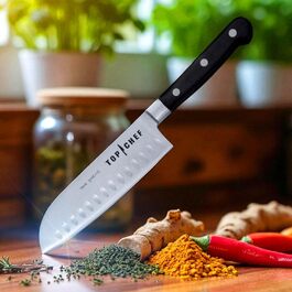 Преміум ніж Сантоку для кухні: ніж для м'яса, овочів, фруктів та суші з нержавіючої сталі, 17.1 см