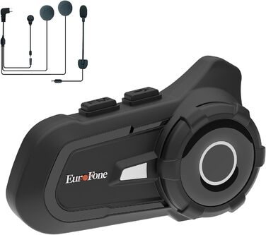 Мотоциклетна гарнітура EuroFone S2 з Bluetooth 5.1, інтерком для 2 водіїв, 2-в-1 мікрофон (м'який і жорсткий), водонепроникна, із захистом від сонця і пилу, чорна