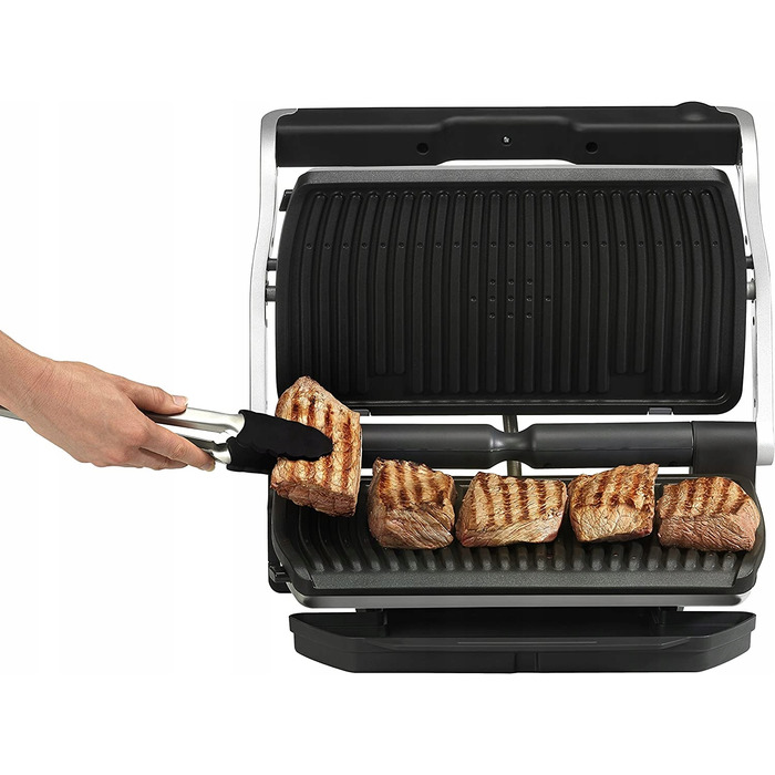 Електричний контактний гриль Tefal OptiGrill GC705D16, сріблястий/сірий, 2000 Вт