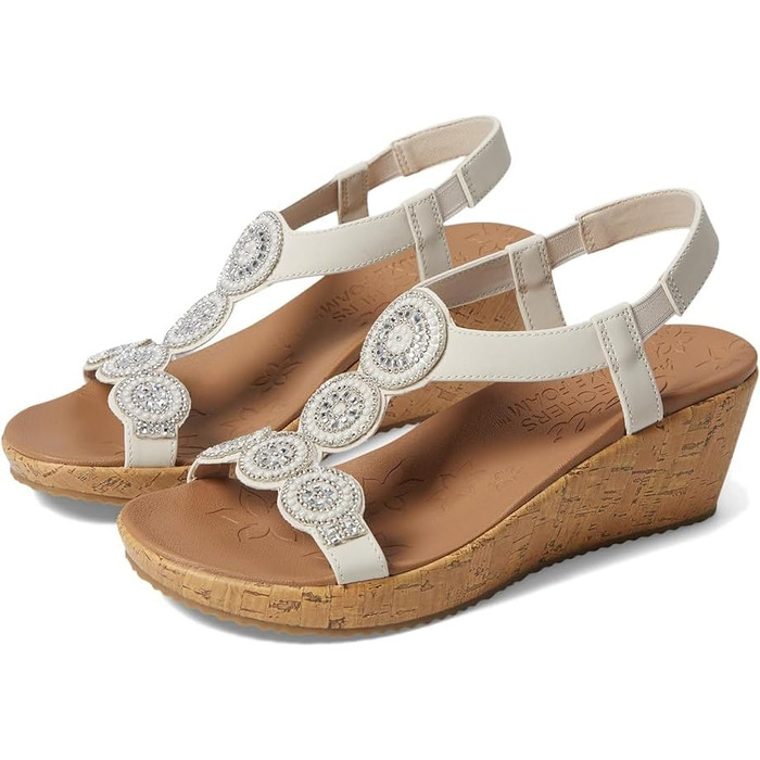 Босоніжки жіночі Skechers Beverlee Date Glam на танкетці, кремовий колір, 38 EU