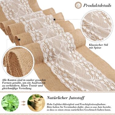 ZIYUEZIKUN ZIYUEZIKUN Table Runner, 5 Pack Table Runners Vintage for Wedding, Festival, Event, Table Decoration, 30 x 275 cm