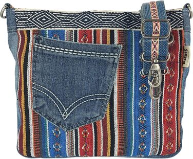 Sunsa Women's Bags Crossbody Bag Handbag Canvas & Jeans. Large Boho Crossbody Bag/Bag Shoulder Bag, Gift Ideas for Women/Girls Sustainable Products (Blue/Red/Colorful)
