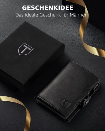 Чоловічий гаманець TEEHON з відділенням для монет та RFID захистом, тонкий, з відділеннями для карт, віконцем для ID - чорний