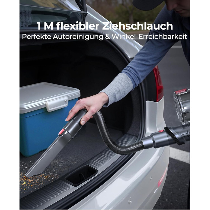 Бездротовий акумуляторний пилосос Fieety 8-в-1, 50kPa, 600W, 65 хв, 1.6л, без мішка, з антизаплутуванням волосся, насадка для диванів, станція зарядки, для шерсті тварин, килимів, твердих поверхонь, авто