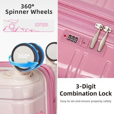 Набір валіз LARVENDER 5-ти частинний, з жорсткого пластику, розширюваний, з кодовим замком, (Колір персиковий-мерехтливий)