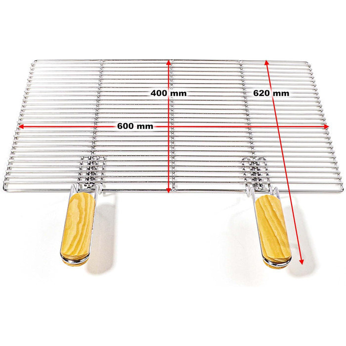 Решітка для гриля кутова 54x34 см з нержавіючої сталі з ручками, для газового/кульового гриля