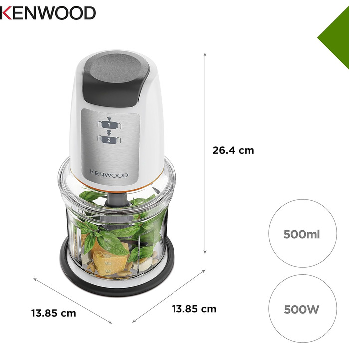 Блендер Kenwood Easy Chop CHP61.100WH - міні-подрібнювач, 500 Вт, білий