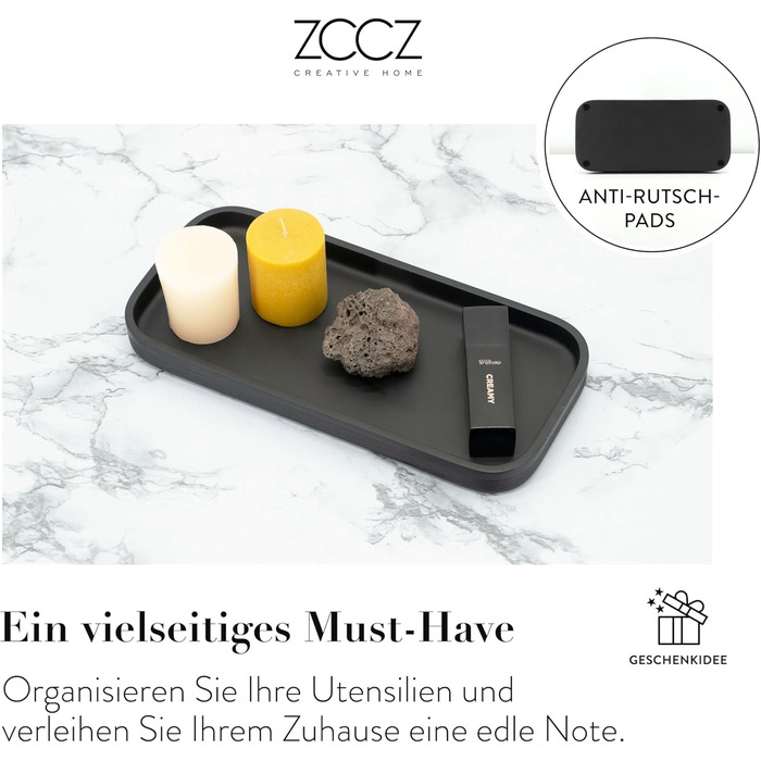 Набір аксесуарів для ванної кімнати ZCCZ 6 предметів – органайзер для ванної з тримачем для зубних щіток, дозатором мила, поличкою для косметики та 2 тримачами для ватних паличок – Сучасна чорно-матова декор для ванної кімнати