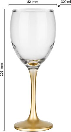 Набір келихів для вина Krosno Glasmark 6 шт. 0.3L (червоне, біле) - прозорі з золотим декором, стійкі до миття в посудомийній машині