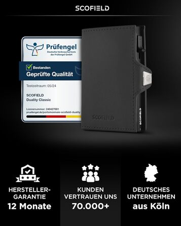 SF SCOFIELD Duality Magflip Slim Wallet: Чоловіче карткове та монетне портмоне з RFID захистом (Чорний матовий)